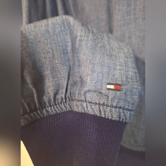 Tommy Hilfiger Girls XL reversible chambray denim navy floral bomber jacket - Picture 6 of 12